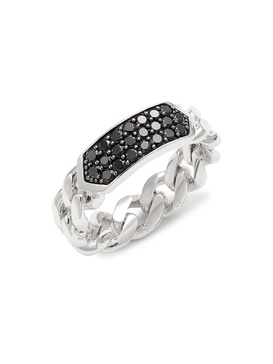 Sterling Silver & Black Spinel Link Chain Ring