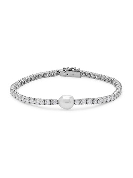 Boheme 7MM Round Simulated Pearl & Cubic Zirconia Tennis Bracelet