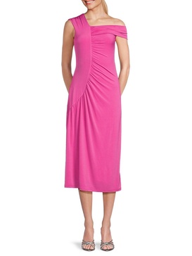 Asymmetric Ruched Midi Dress