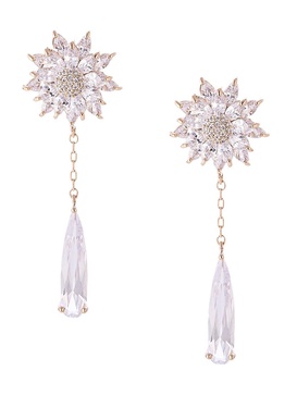 Luxe Anahita 18K Goldplated & Cubic Zirconia Floral Drop Earrings