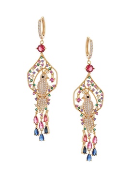 Bird Luxe 18K Goldplated & Multicolored Crystal Dangle Earrings