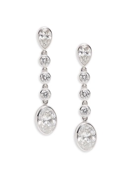 14K White Gold 2.18 TCW Lab-Grown Diamond Bezel Drop Earrings