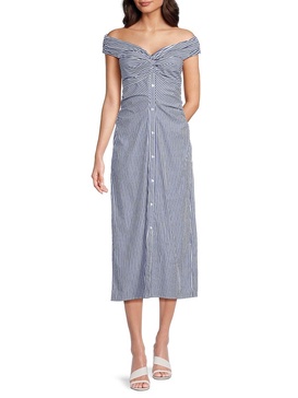 Chloe Ots Striped Off Shoulder Mididress