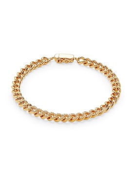 18K Goldplated & Cubic Zirconia Curb Chain Bracelet