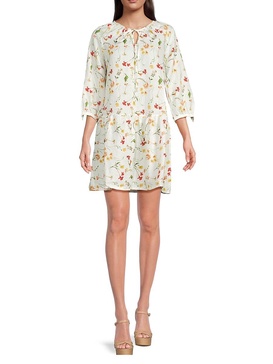 100% Linen Puff-Sleeve Minidress