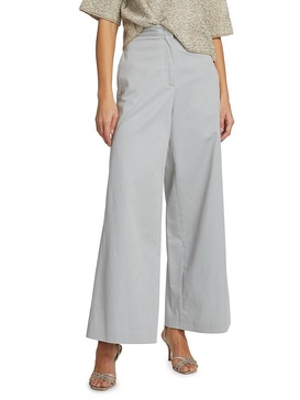 Cotton Gabardine Wide-Leg Trousers