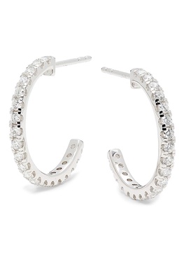 14K White Gold & 1 TCW Lab Grown Half Hoop Earrings