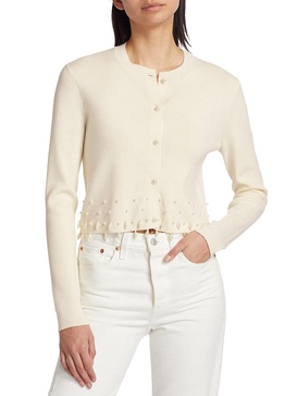 Perdita Pearl-Embellished Wool Cardigan