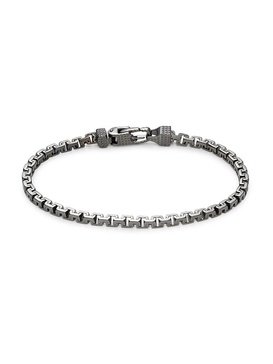 Black Rhodium-Plated Sterling Silver Greek Box Chain Bracelet