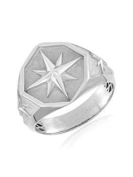 Sterling Silver North Star Signet Ring