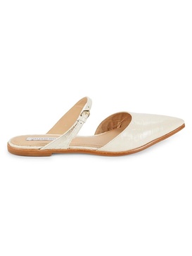 Croc Embossed Leather Strappy Mules