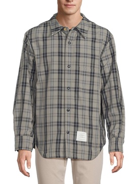 Plaid Curved Hem Shacket