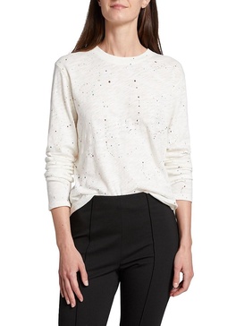 Splatter Cotton Long-Sleeve Cropped T-Shirt
