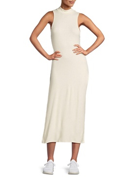 Well Traveled Rib-Knit Mockneck Midi Dress
