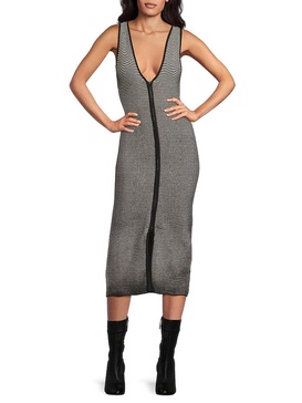 Adeline Chevron Knit Bodycon Midi Dress