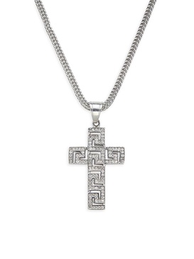 18K Goldplated Stainless Steel & Simulated Diamond Cross Pendant Necklace