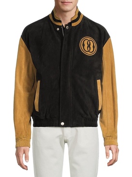 Color-Blocked Suede Varsity Jacket