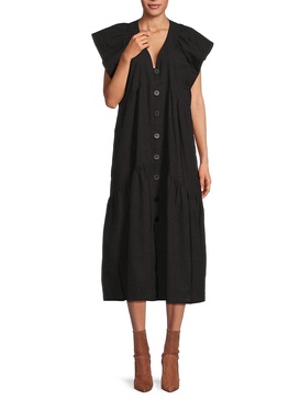 Bea Button Down Cotton Midi Dress