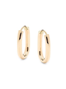 14K Yellow Gold Oval Hoop Earrings