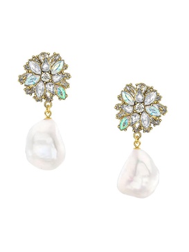 Catalina Goldtone & Shell Pearl Drop Earrings