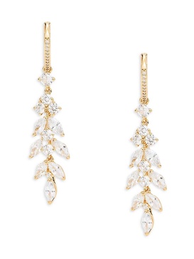 Full Bloom 18K Goldplated & Cubic Zirconia Drop Earrings