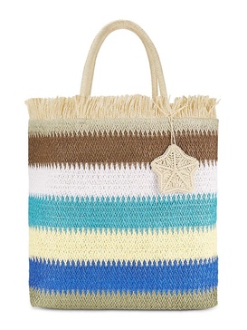 Bamby Striped Raffia Tote Bag