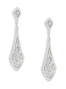 White Rhodium Plated & Cubic Zirconia Drop Earrings