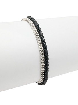 Sterling Silver & Leather Braided Wrap Around Bracelet