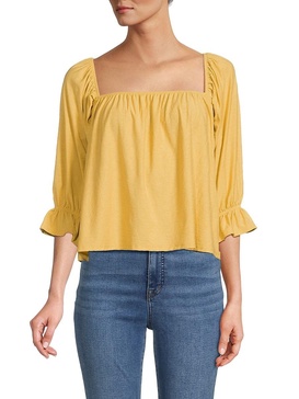 Luca Solid Peasant Top