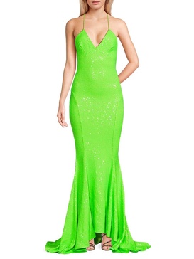 Sequin Open Back Gown