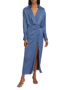Aurora Draped Front Slit Midi Dress