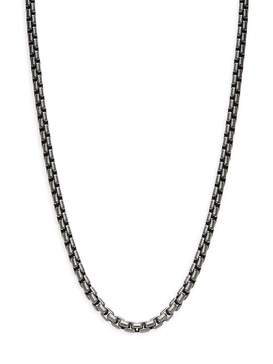 Black Rhodium Plated Sterling Silver Box Chain Necklace