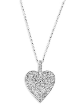 14K White Gold & 1.17 TCW Diamond Heart Pendant Necklace