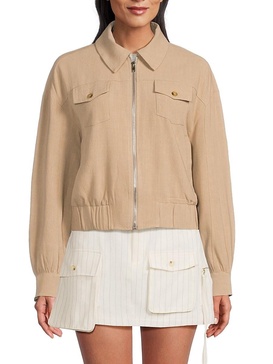 Layleen Flat Front Linen Blend Shorts