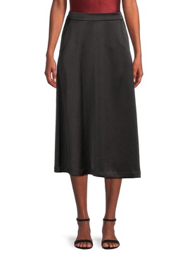 Solid A-line Midi Skirt