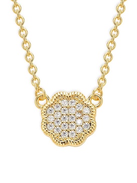 14K Goldplated & Cubic Zirconia Rose Petal Pendant Necklace/18"