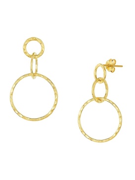Hammered Interlocking Hoop Drop Earrings