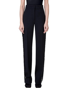 Straight-Leg Fringe-Embellished Pants