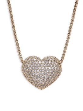 18K Goldplated & Cubic Zirconia Puffy Heart Pendant Necklace