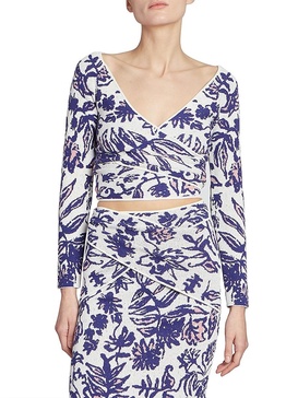 Kalo Floral Knit Cropped Sweater