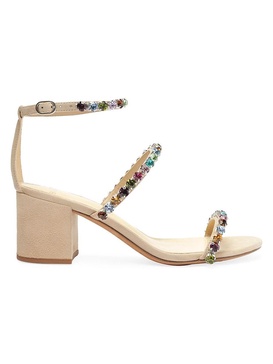 Alexa Crystals Embellished Suede Sandals