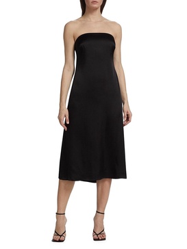 Megan Strapless Silk Midi Dress