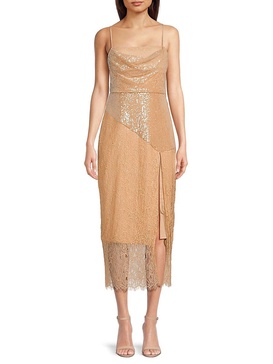 Side Slit Sequined Midi Dress