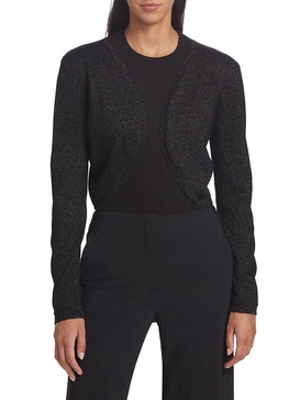 Wool-Blend Metallic Bolero Sweater