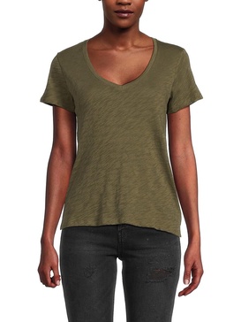 Slub Jersey Schoolboy V Neck Tee