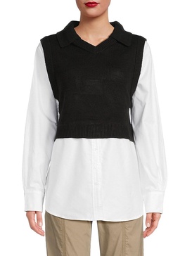 2-Piece Shirt & Cropped Vest Set