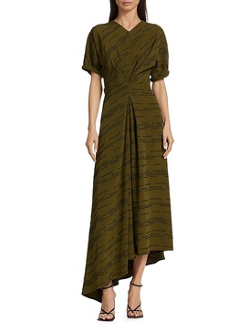 Textured Stripe Asymmetric Dress