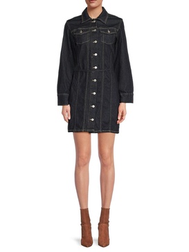 Belted Denim Mini Shirtdress