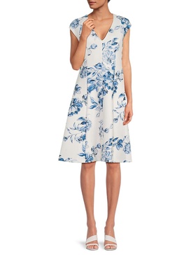 Floral A-Line Midi-Dress