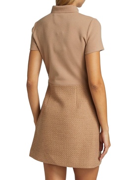 Tweed & Knit Turtleneck Mini Dress